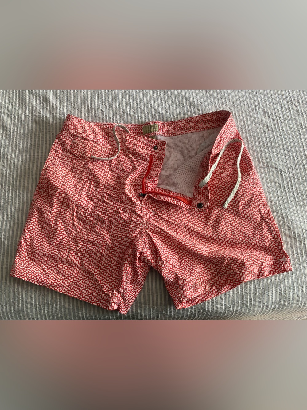 J. Crew Men’s Red Geometric Swim Trunks